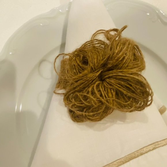 4 pcs Linen Woven Napkin Rings, Natural Style Solid Color Napkin - Picture 2 of 4